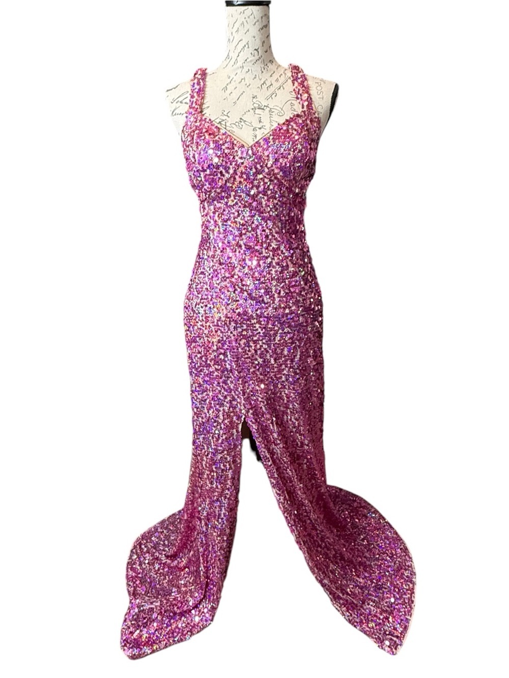 Hailey Logan by Adrianna Papell Fuchsia Sequin Mermaid Prom Gown Size 7/8